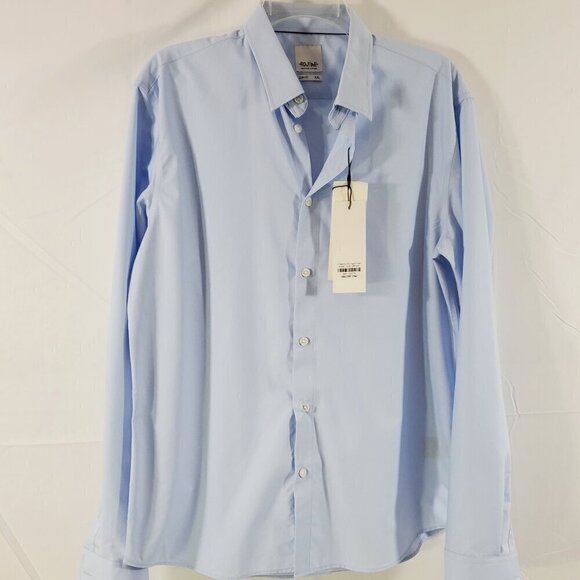 Routine Men’s Slim Fit Blue Button Front Long Sleeve Shirt – Size 2XL NWT - Picture 12 of 14